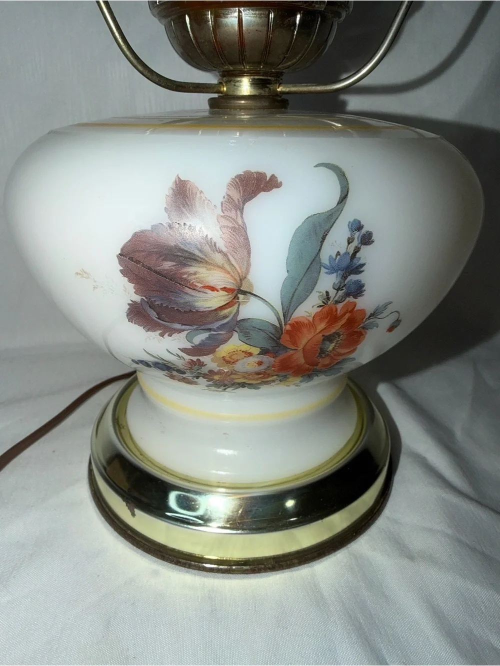 Vintage Floral Milk Glass 